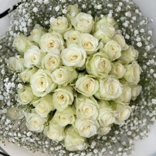 White Roses and Baby's Breath Bouquet