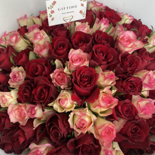 100 Red and Pink Roses Bouquet